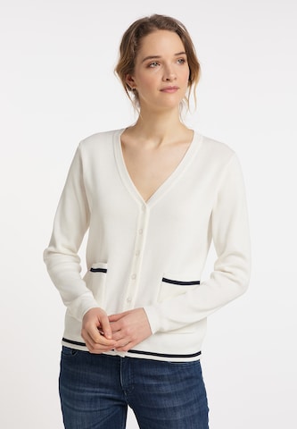 DreiMaster Maritim Knit Cardigan in White: front