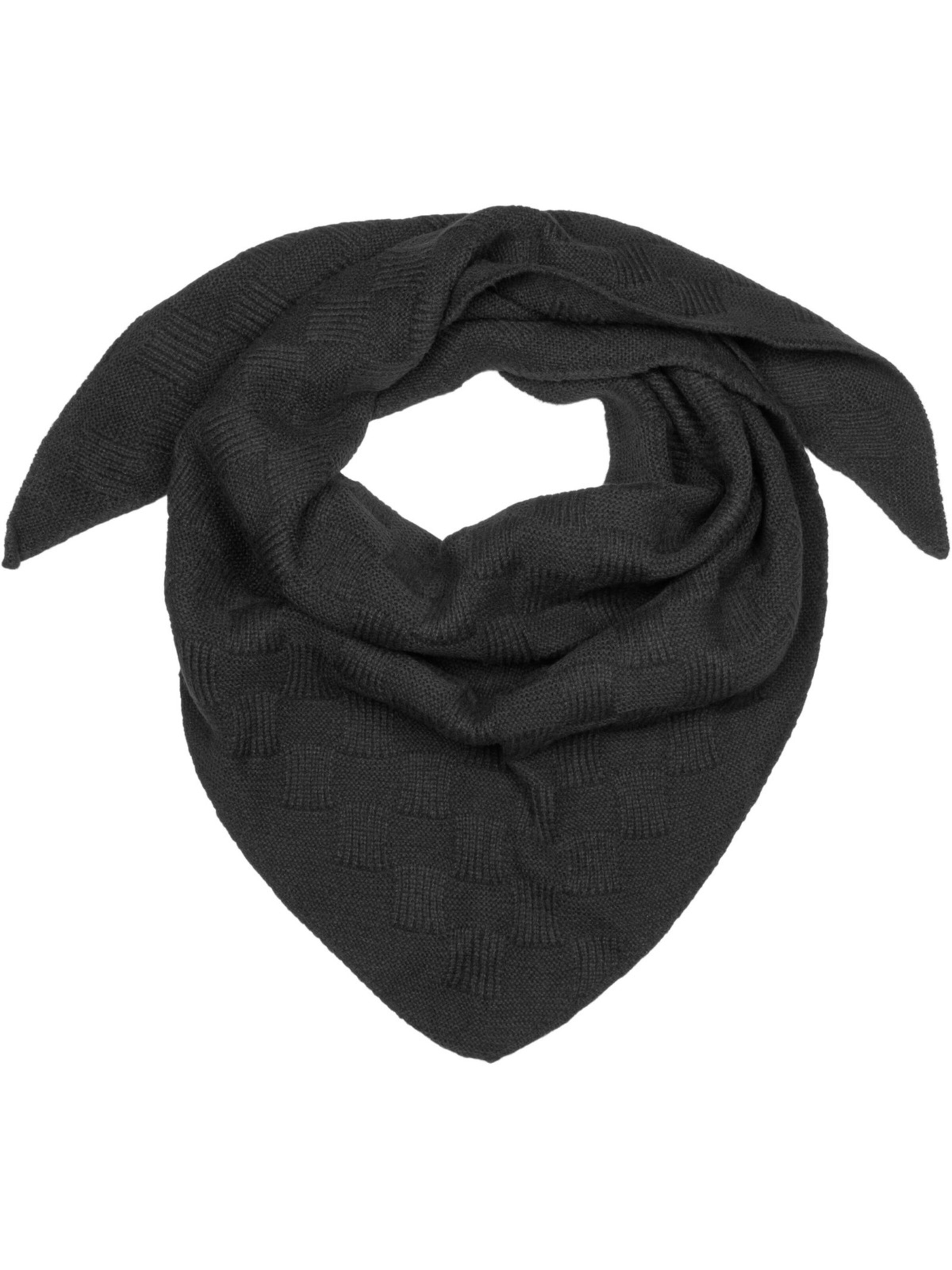 styleBREAKER Shawl 'Strick Dreiecktuch Schachbrett Strickmuster' in Black: front