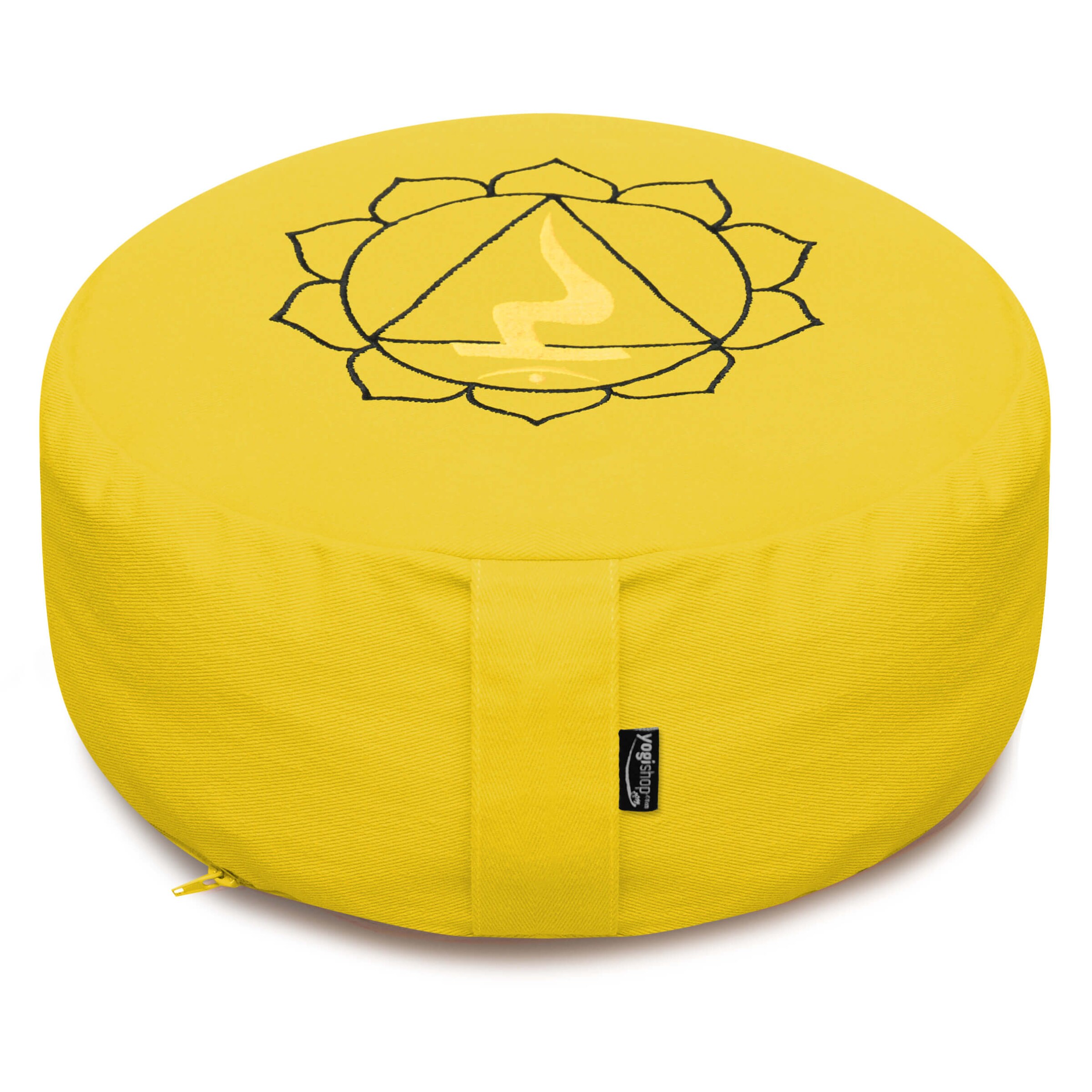 Yogishop Meditationskissen 'Chakras ' Ø 36Cm X 15Cm in Gelb: Vorderseite