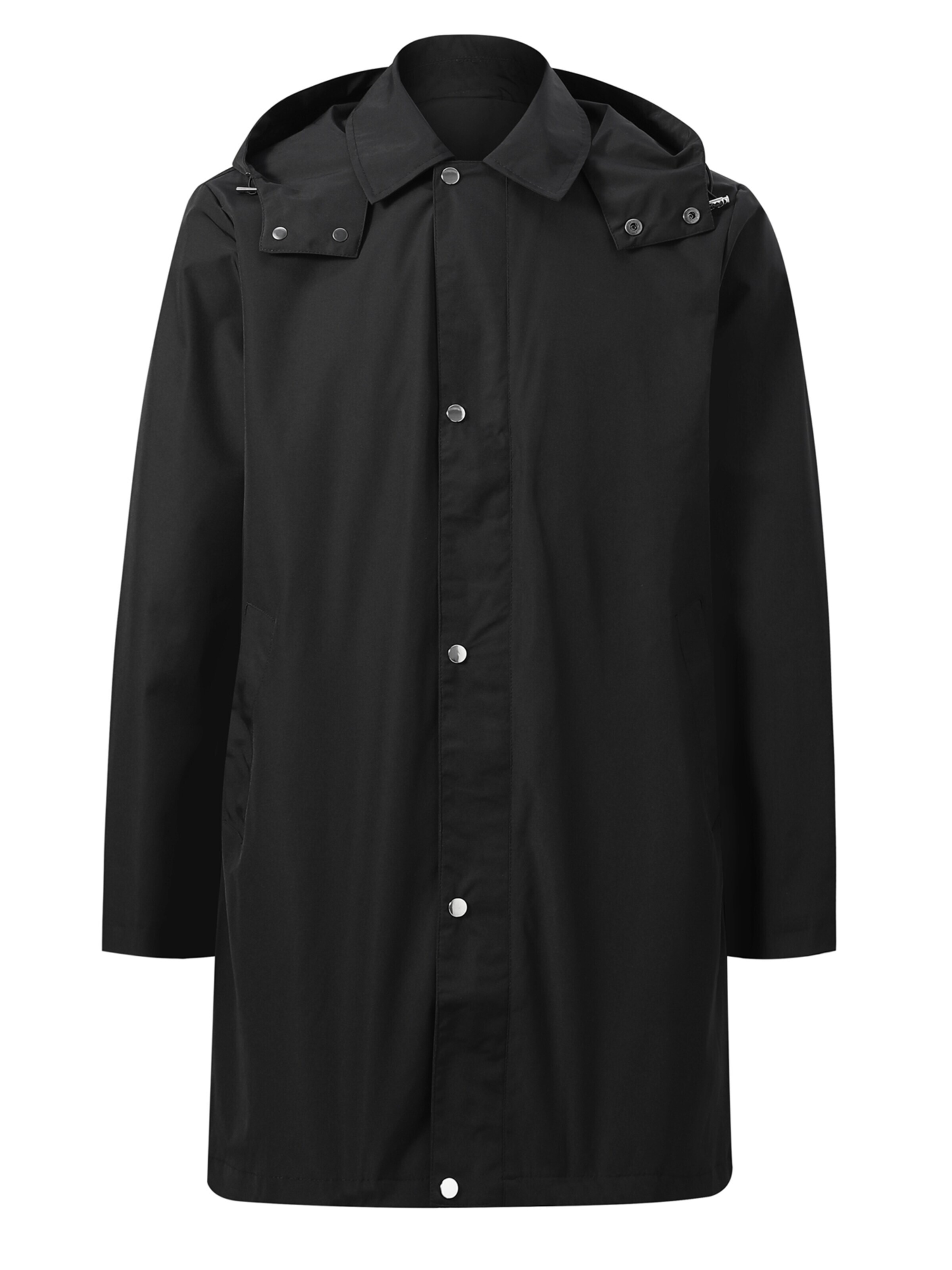 ALLTHEMEN Between-Seasons Coat 'Regenstille' in Black
