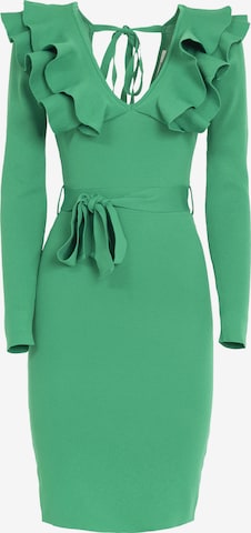 Influencer Плетена рокля в зелено: отпред