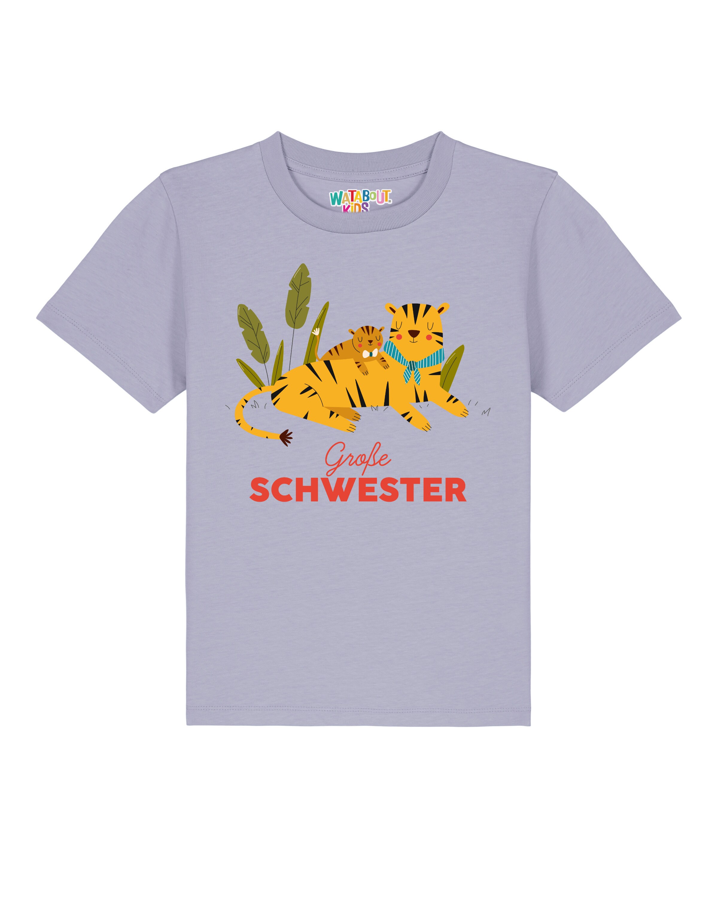 T-Shirt 'Tiger Große Schwester' watabout.kids en violet : devant