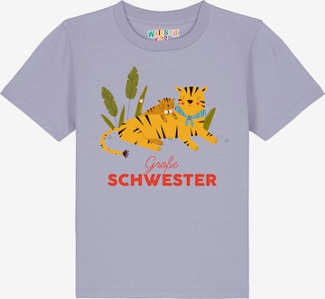 watabout.kids Shirt 'Tiger Große Schwester' in Purple: front