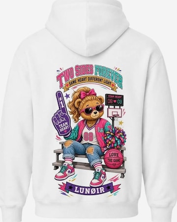 LUNØIR Studio Sweatshirt 'Two Sides Forever' in White: front