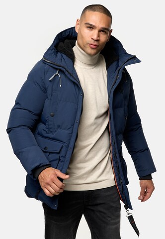 INDICODE JEANS Winter Jacket ' Rene ' in Blue: front