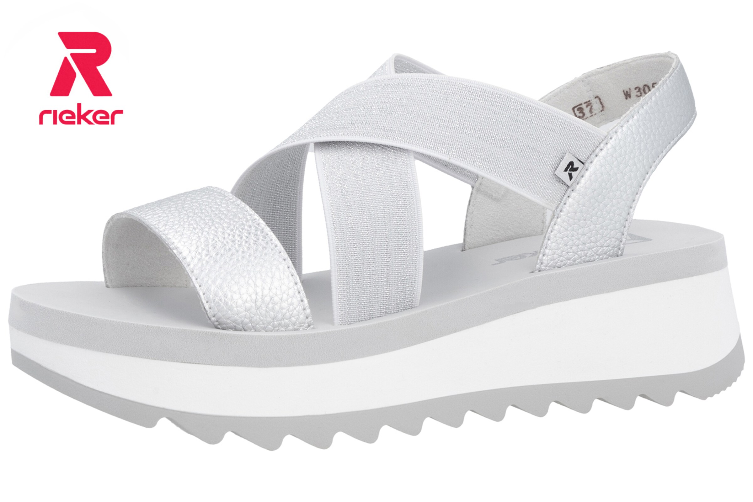 Sandales à lanières 'W3053' Rieker Sport en argent : devant