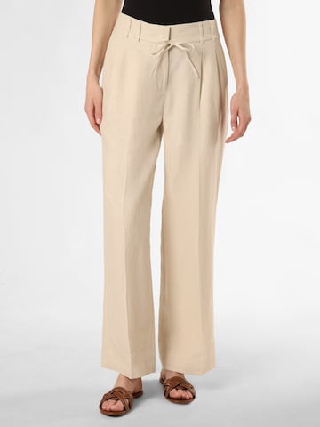 OPUS Loose fit Pleat-Front Pants in Beige: front