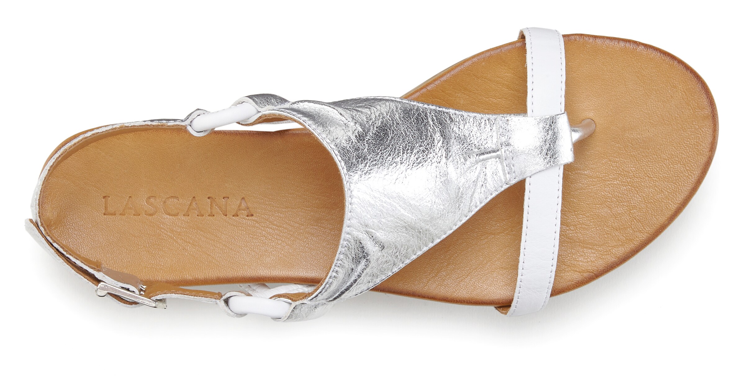 LASCANA T-bar sandals in Silver