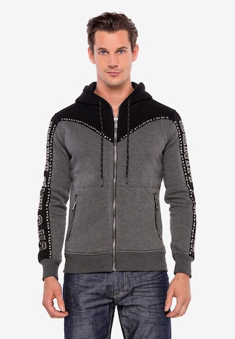 CIPO & BAXX Zip-Up Hoodie in Grey: front