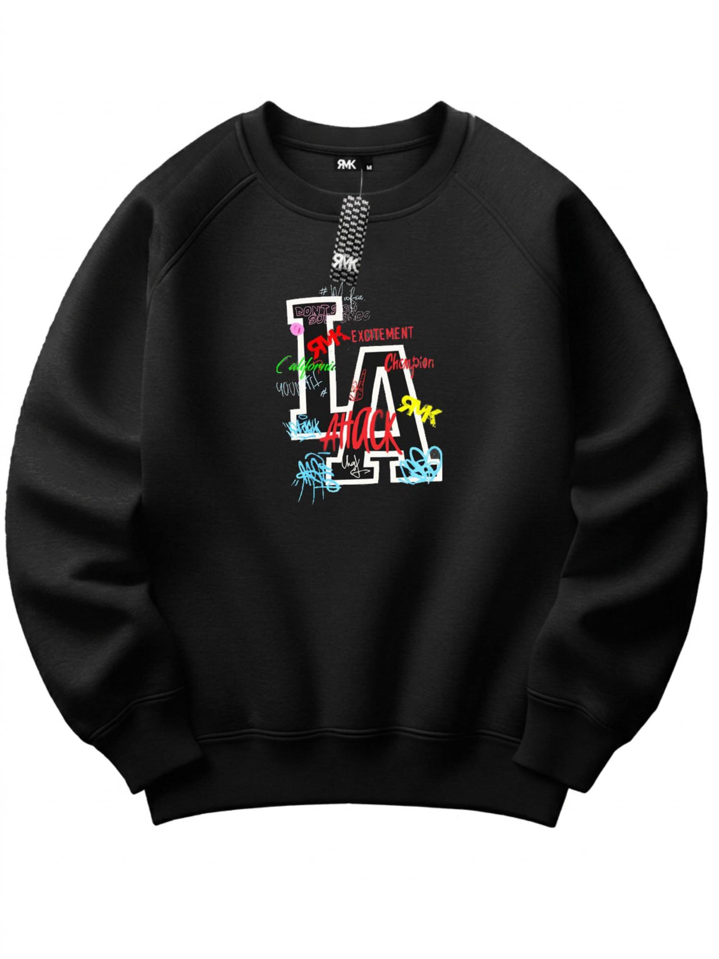 RMK Sweatshirt 'Los Angeles LA' in Black: front