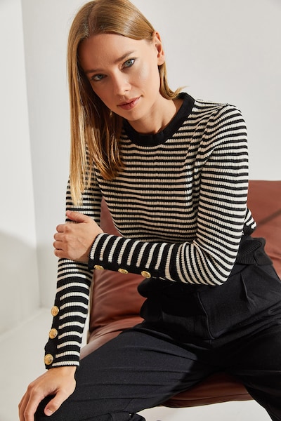 Bianco Lucci Pulover v velikosti XS-XL  | črna / volneno bela barva, Prikaz izdelka