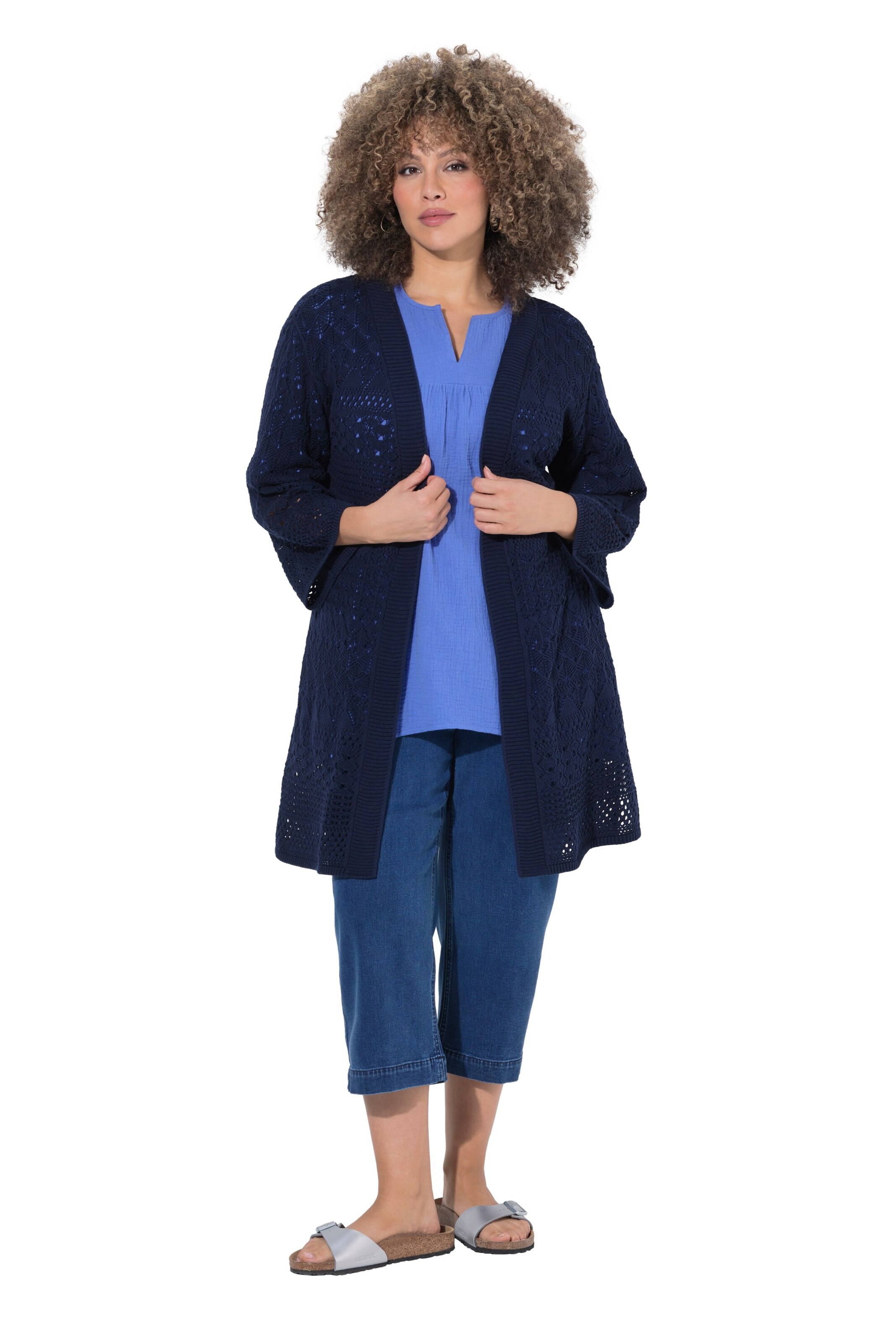 Ulla Popken Knit cardigan in Blue: front