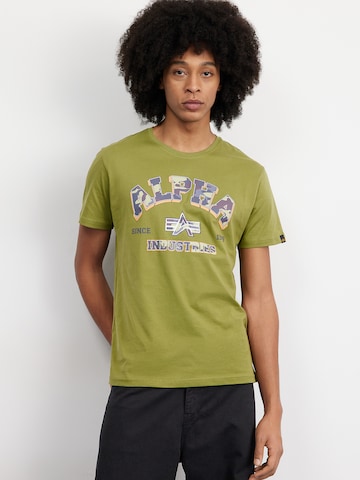 ALPHA INDUSTRIES Póló 'College' - zöld: elől