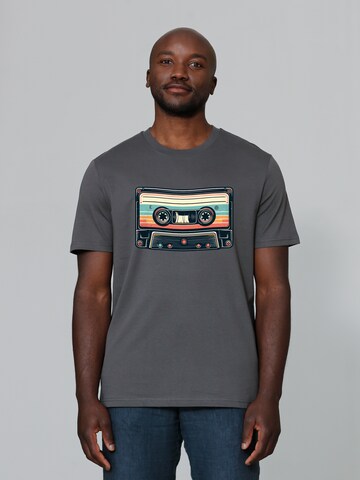 T-Shirt 'Retro Kassette' Watapparel en gris : devant
