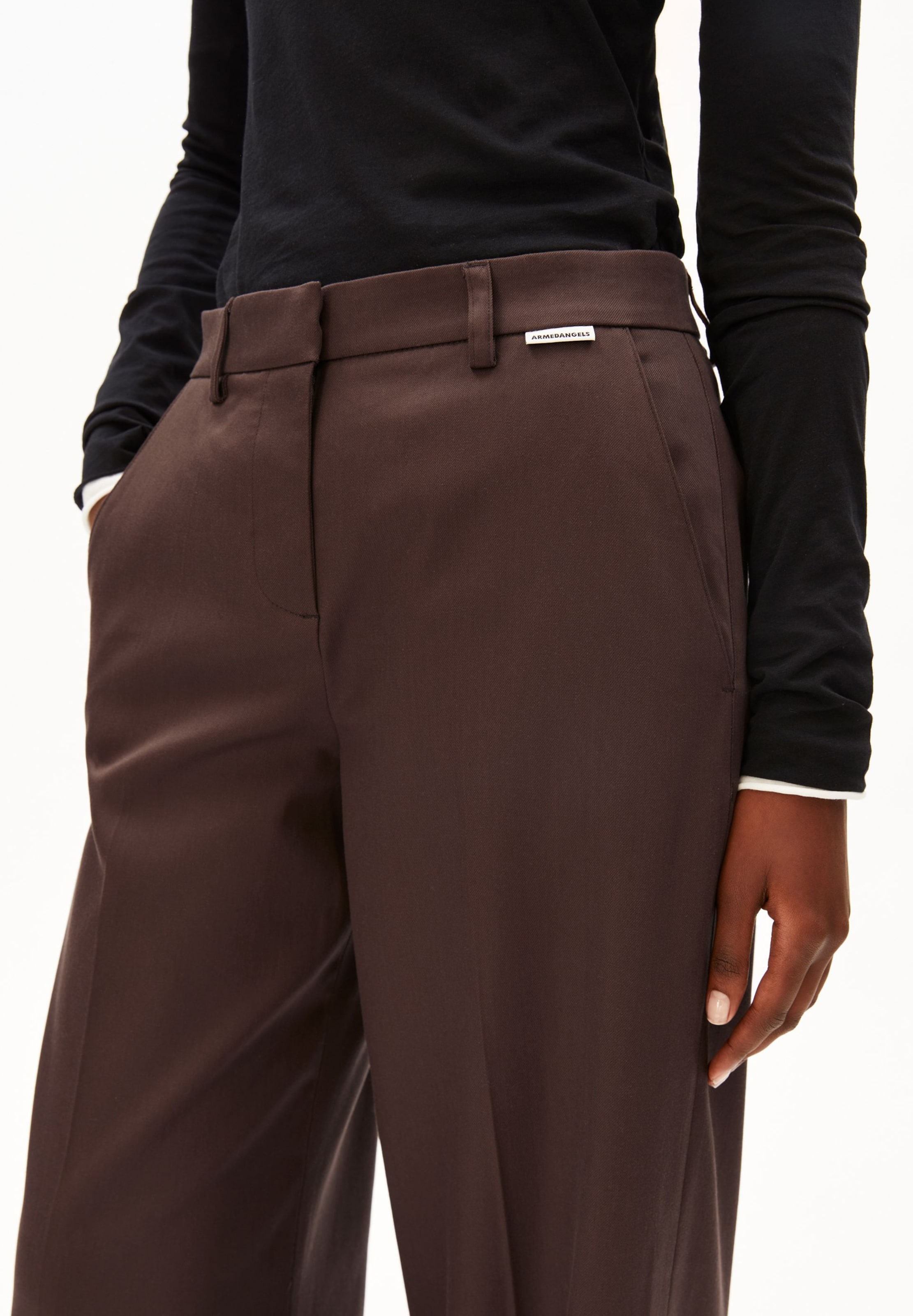 ARMEDANGELS Wide leg Broek 'Leandraa' in Bruin