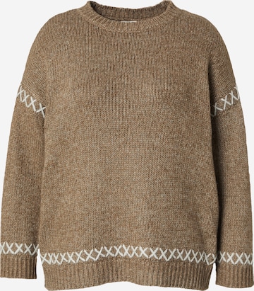 ONLY Carmakoma - Jersey 'Caramanda' en marrón: frente