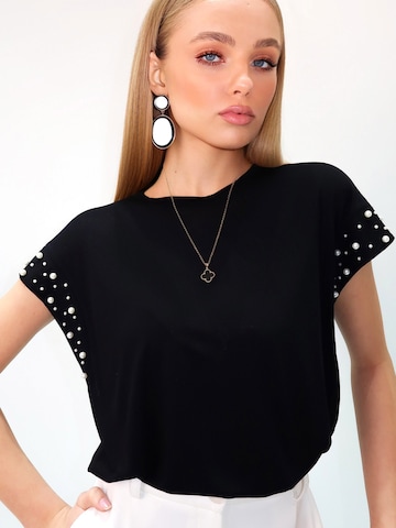 Trend Alaçatı Stili Póló - fekete