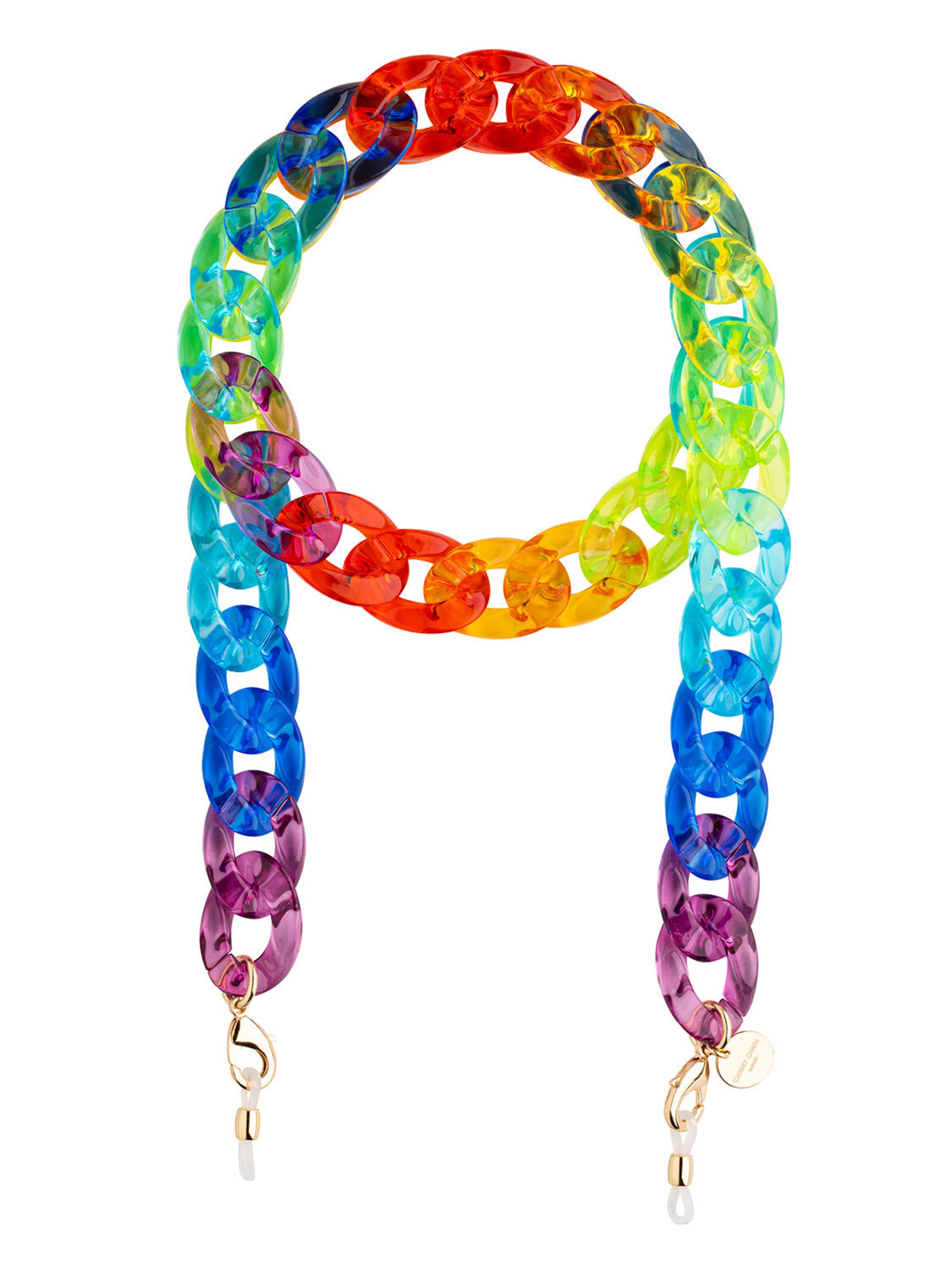 Cheeky Chain Munich Chaîne 'Rainbow' en bleu / or / vert clair / rouge, Vue avec produit