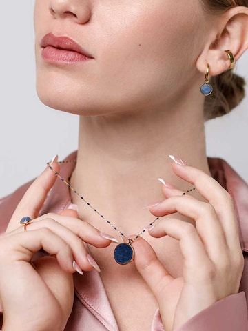 Sergio Engel Necklace 'Beach Kette 03 Vergoldete farbig akzentuierte Edelstahlkette mit Natursteinanhänger' in Blue