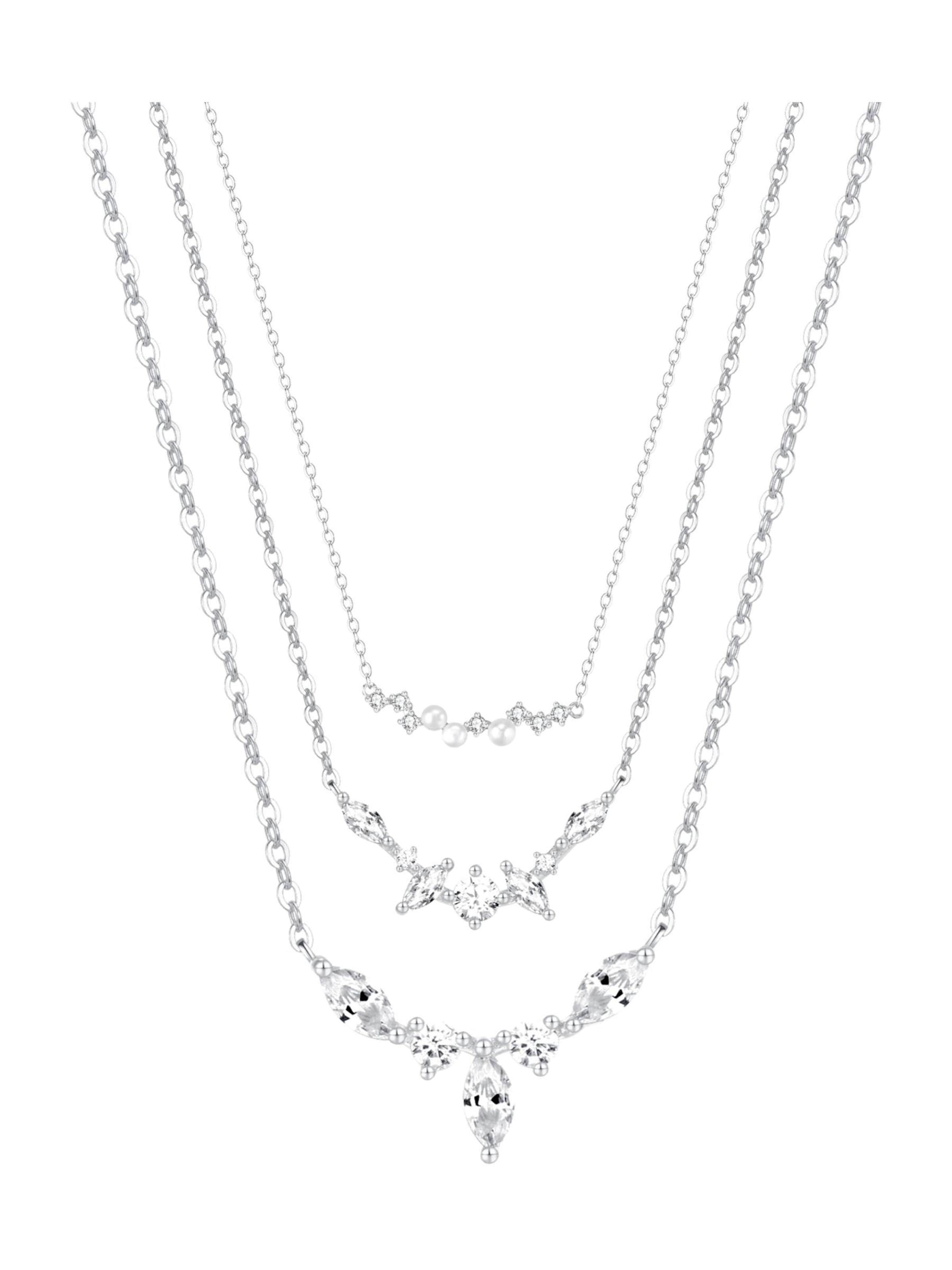 Hey Happiness Sieraden set 'Gemstone Crown and Pearl Layering Necklaces Set' in Zilver