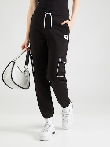 Karl Lagerfeld Широка кройка Карго панталон 'IKONIK 2.0' в черно: отпред
