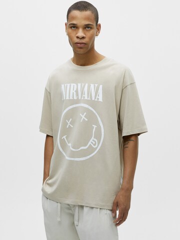Pull&Bear Тениска в бежово: отпред
