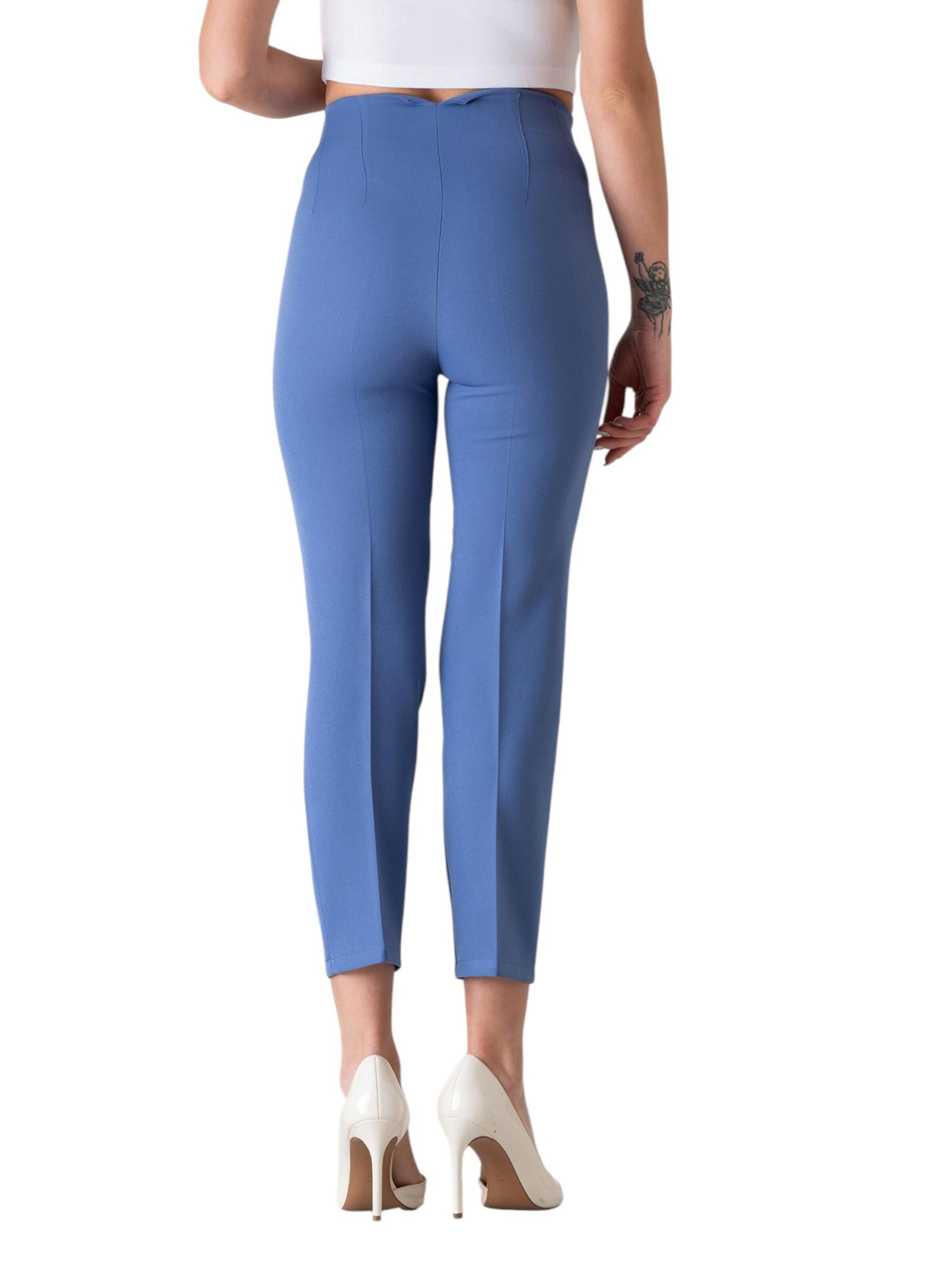 fashionshowcase Slimfit Bandplooibroek 'Alessia' in Blauw
