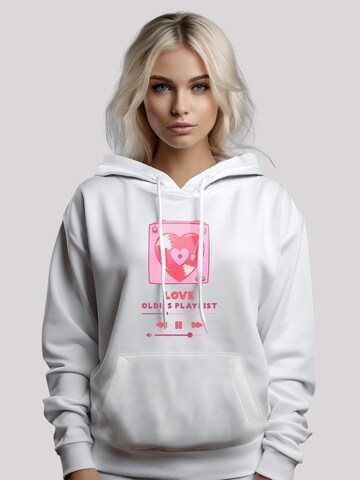 Sweat-shirt 'Love Oldies Playlist Valentinstag' F4NT4STIC en blanc