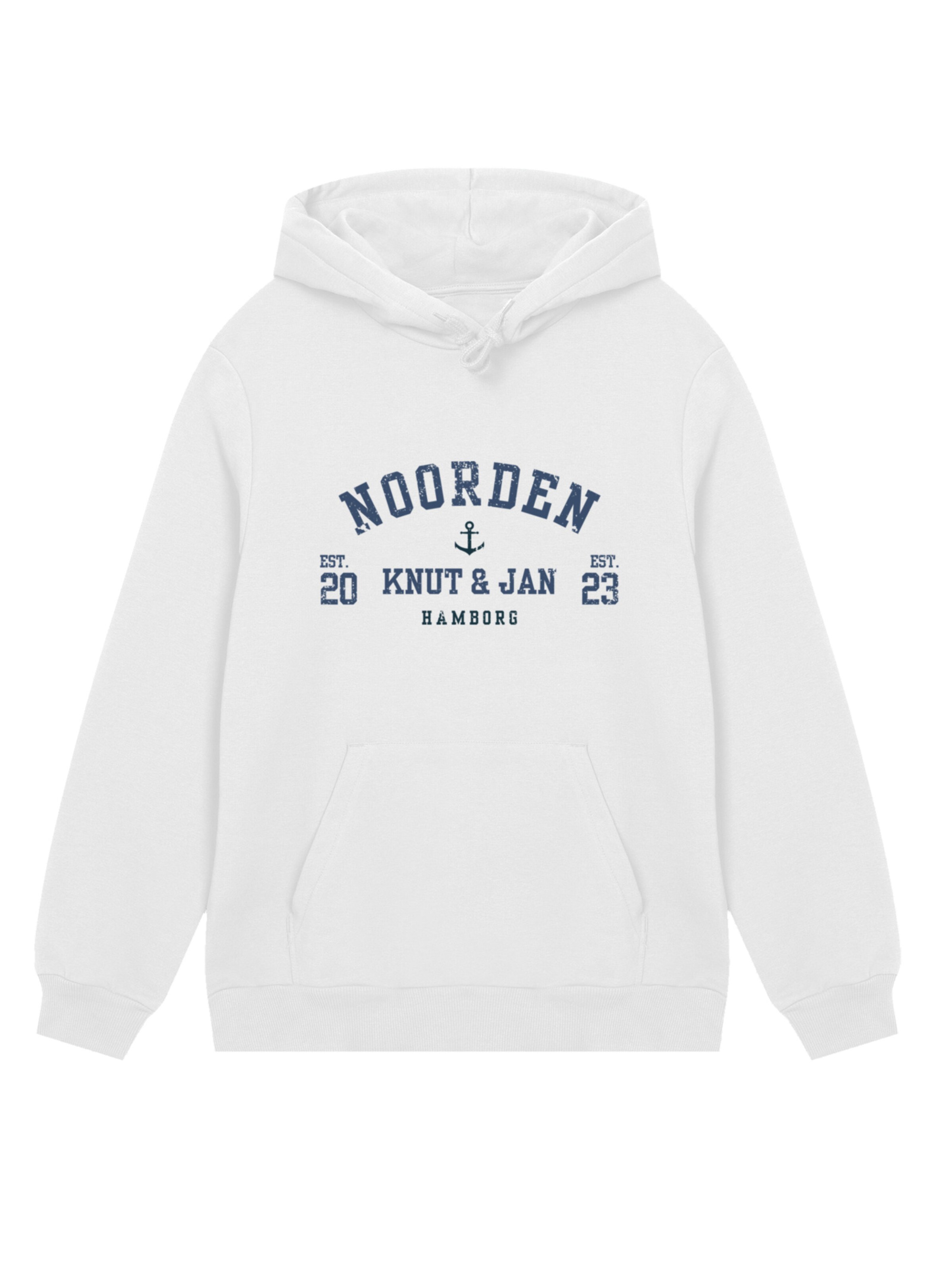 F4NT4STIC Sweatshirt 'Knut & Jan Hamburg Noorden Collegiate Blau' in Wit: voorkant