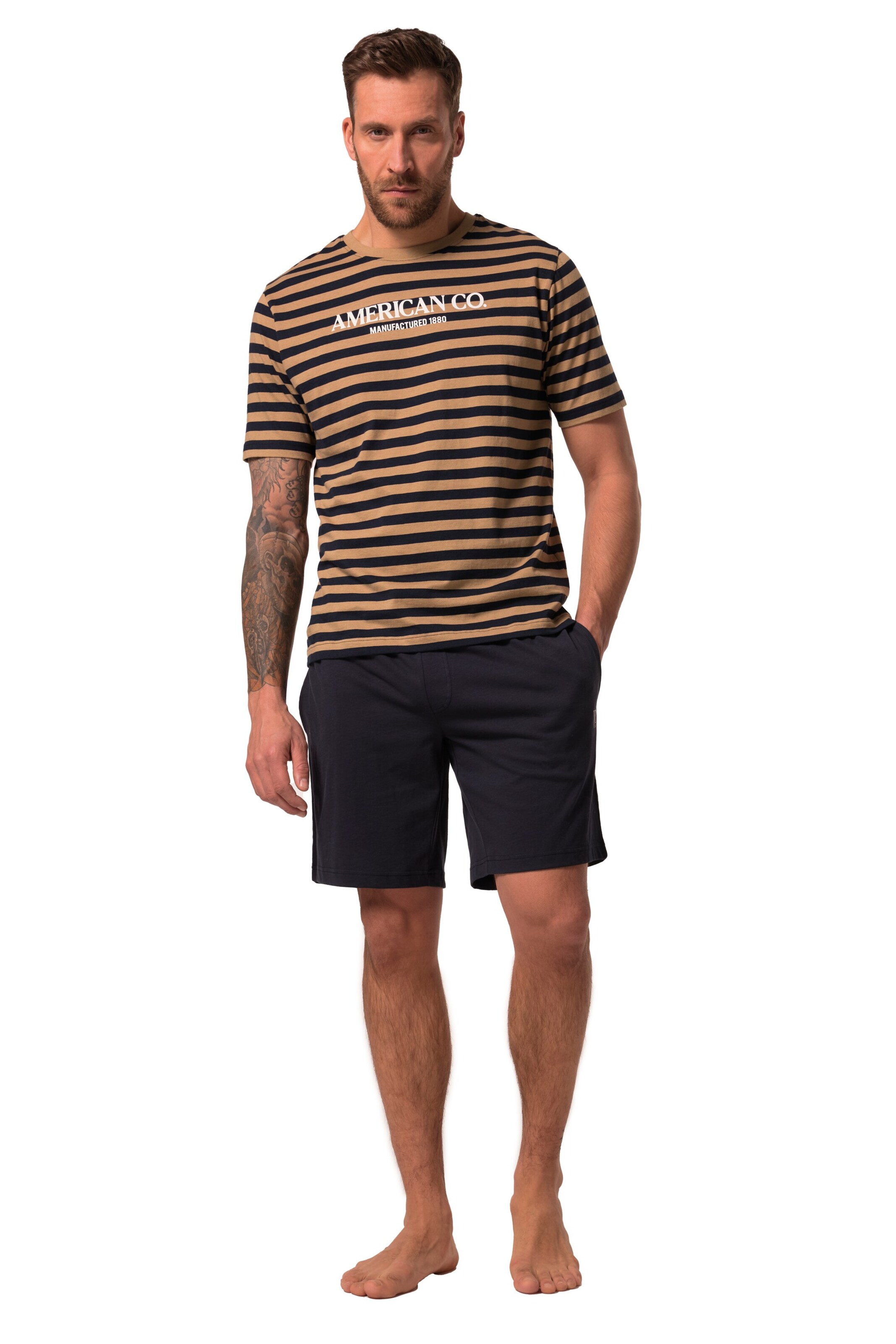 JP1880 Pyjama kurz in Braun: Vorderseite