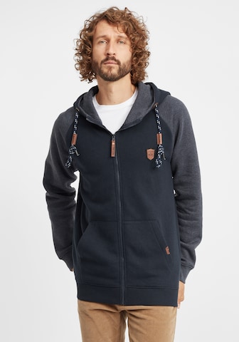 INDICODE JEANS Zip-Up Hoodie 'Terence' in Blue: front