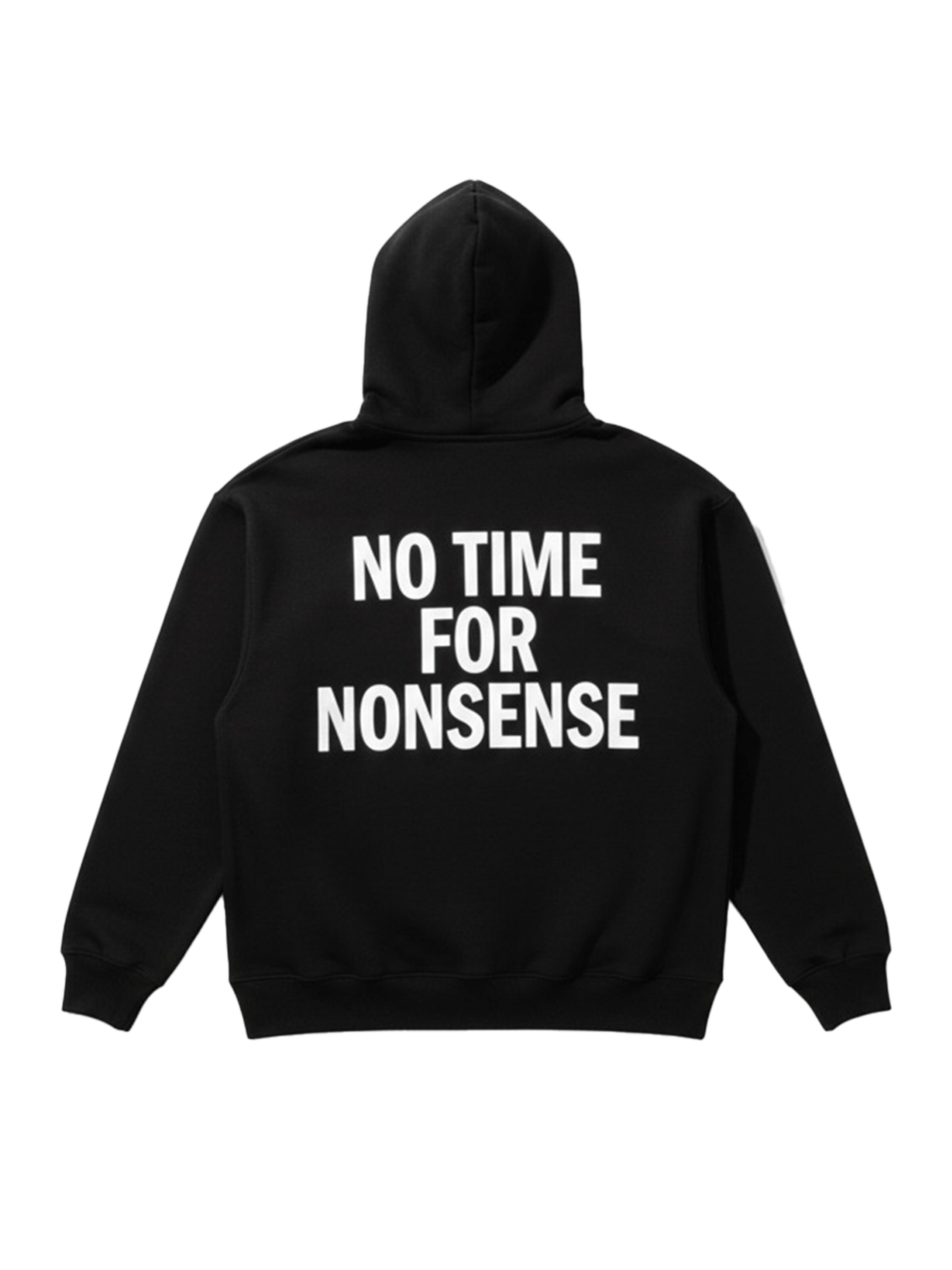 Kleidermafia Trui 'Oversize “No Time for Nonsense” Hoodie - Black and White' in Zwart: voorkant