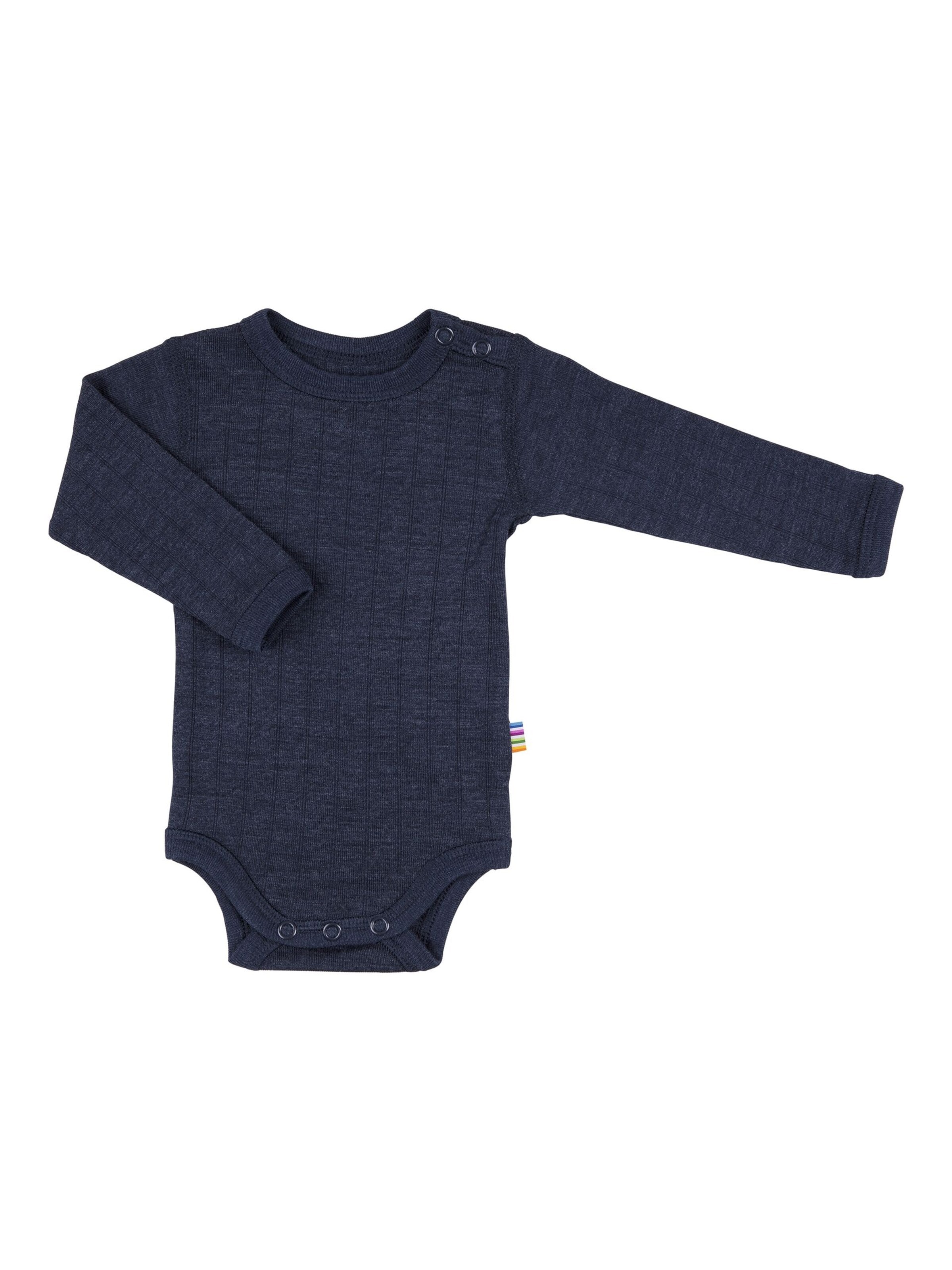 JOHA Strampler/Body 'Body langarm Merino-Wolle/Seide'‌‌‌‌‌‌ in Blau: Vorderseite