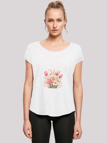 T-shirt 'Rosa Weißer Frühlingsblumenstrauß' F4NT4STIC en blanc : devant