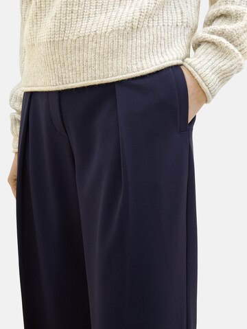 TOM TAILOR Wide leg Pleat-Front Pants 'Lea' in Blue