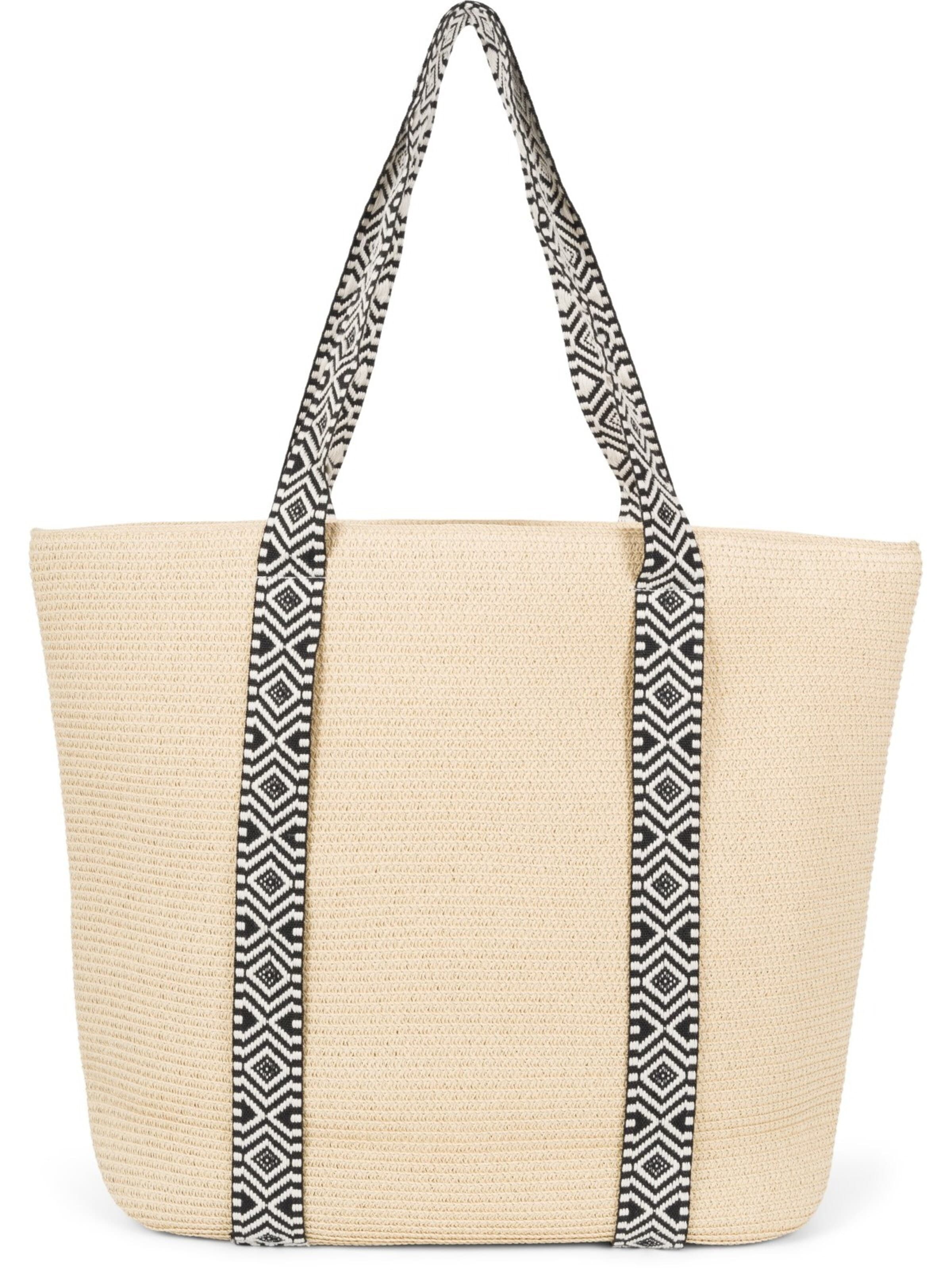 styleBREAKER Strandtasche 'Papierstroh Strandtasche Azteken Muster'‌‌‌‌‌ in One Size in beige, Produktansicht