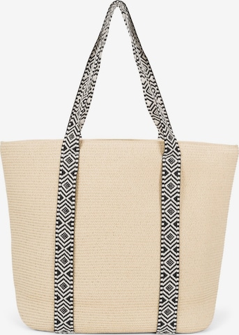 styleBREAKER Strandtasche 'Papierstroh Strandtasche Azteken Muster' in Beige: Vorderseite