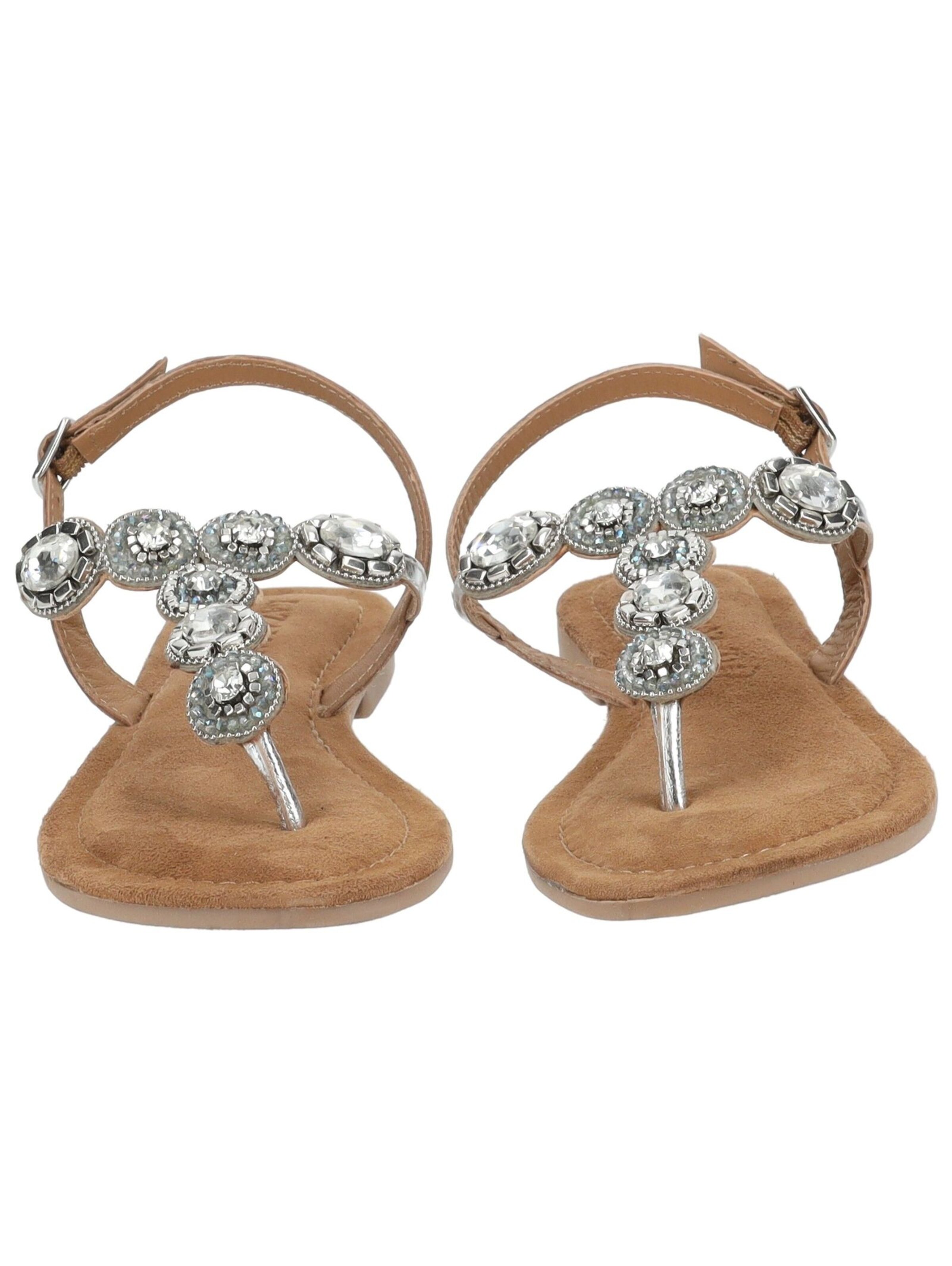 LAZAMANI T-Bar Sandals in Silver