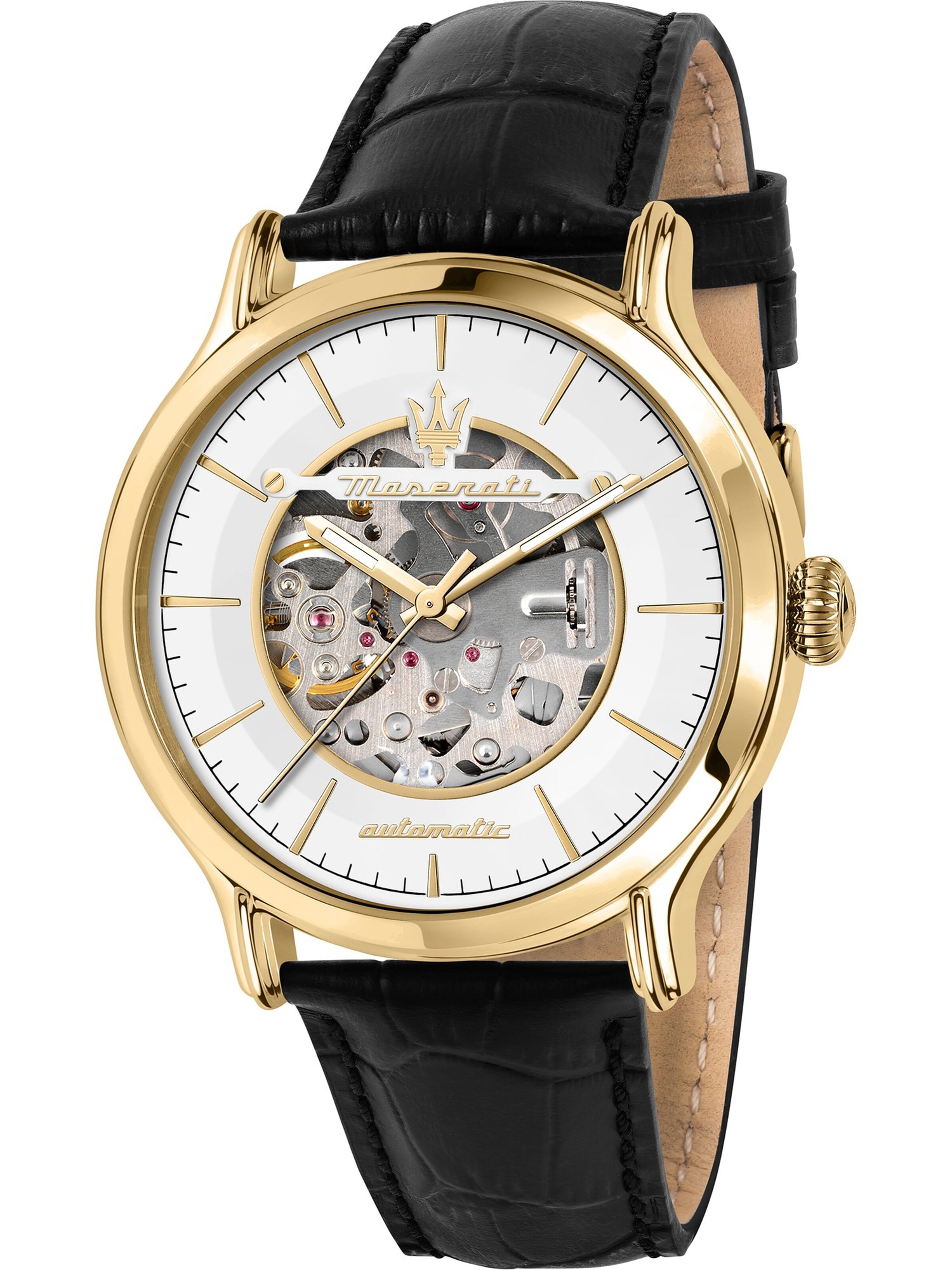 Maserati Analoguhr in Gold: Vorderseite