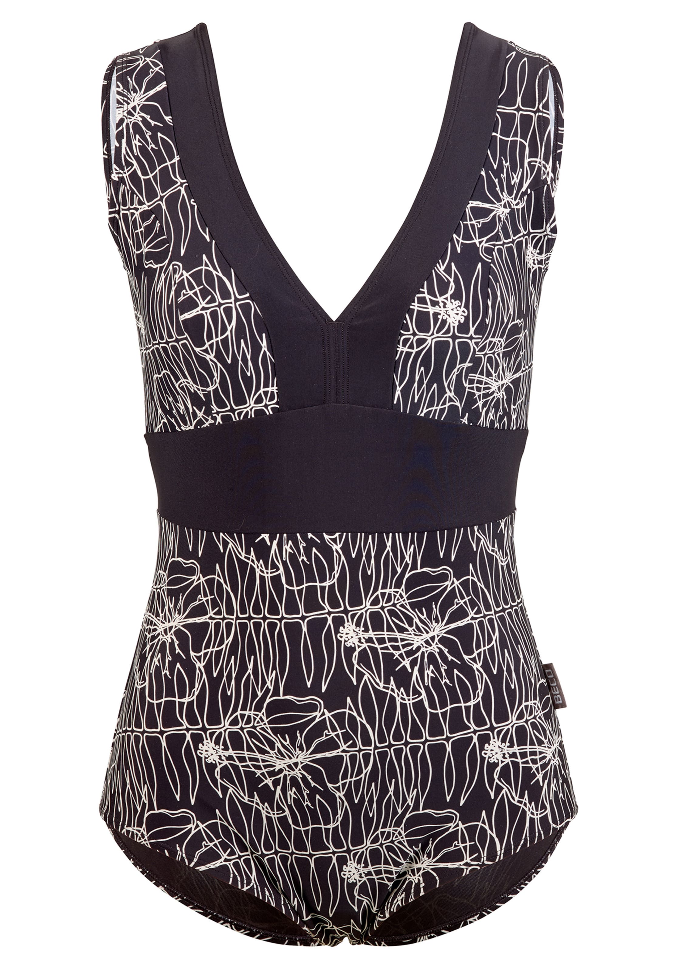 Maillot de bain 'Flower Lines' BECO the world of aquasports en noir : devant