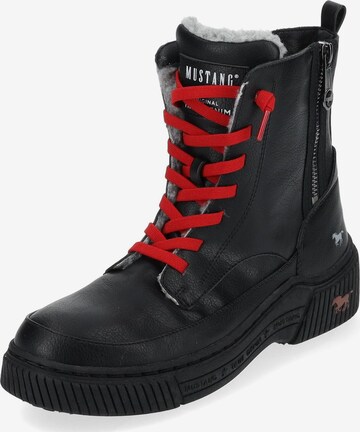 MUSTANG Lace-Up Ankle Boots in Black: front