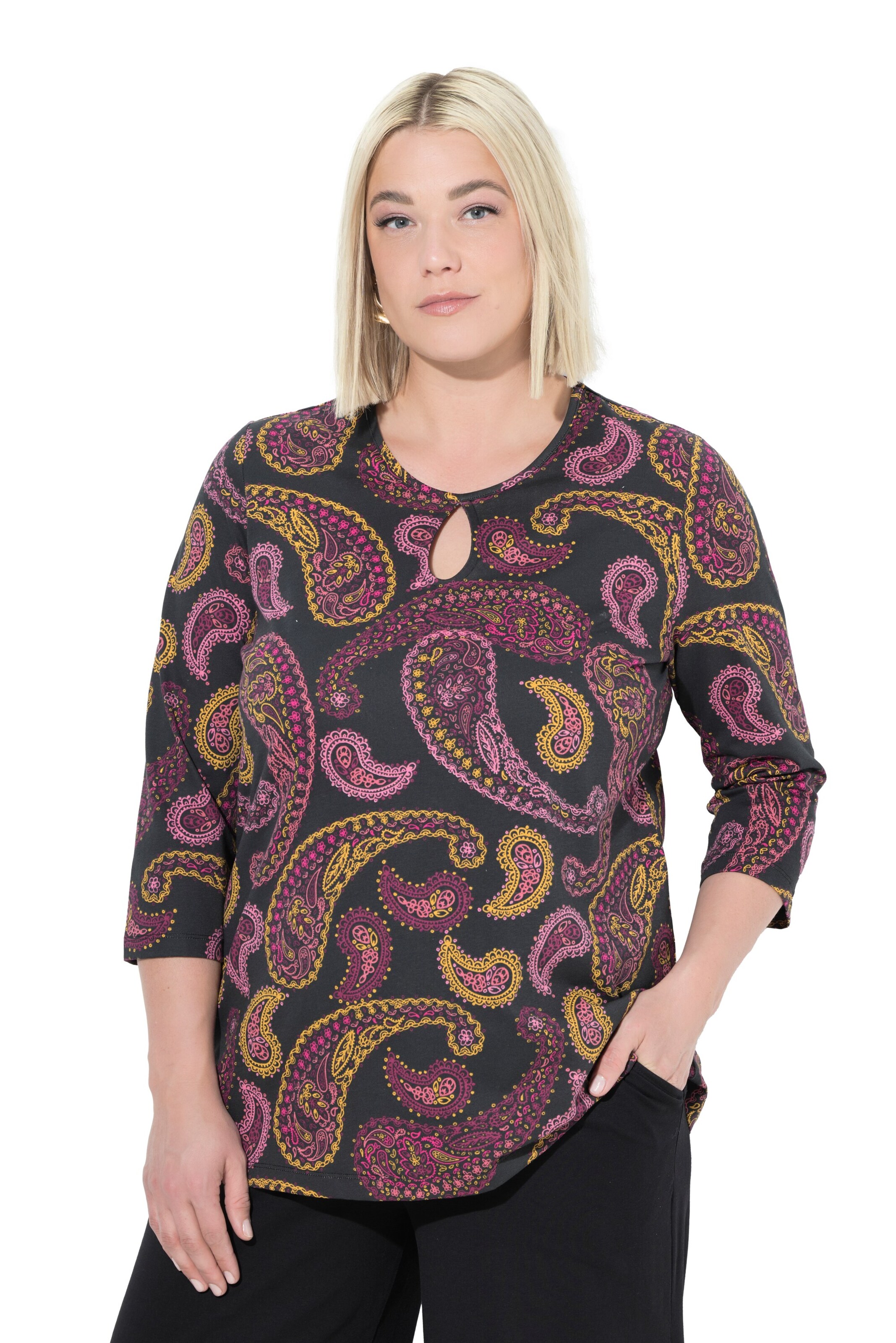 Ulla Popken Shirt in Zwart: voorkant