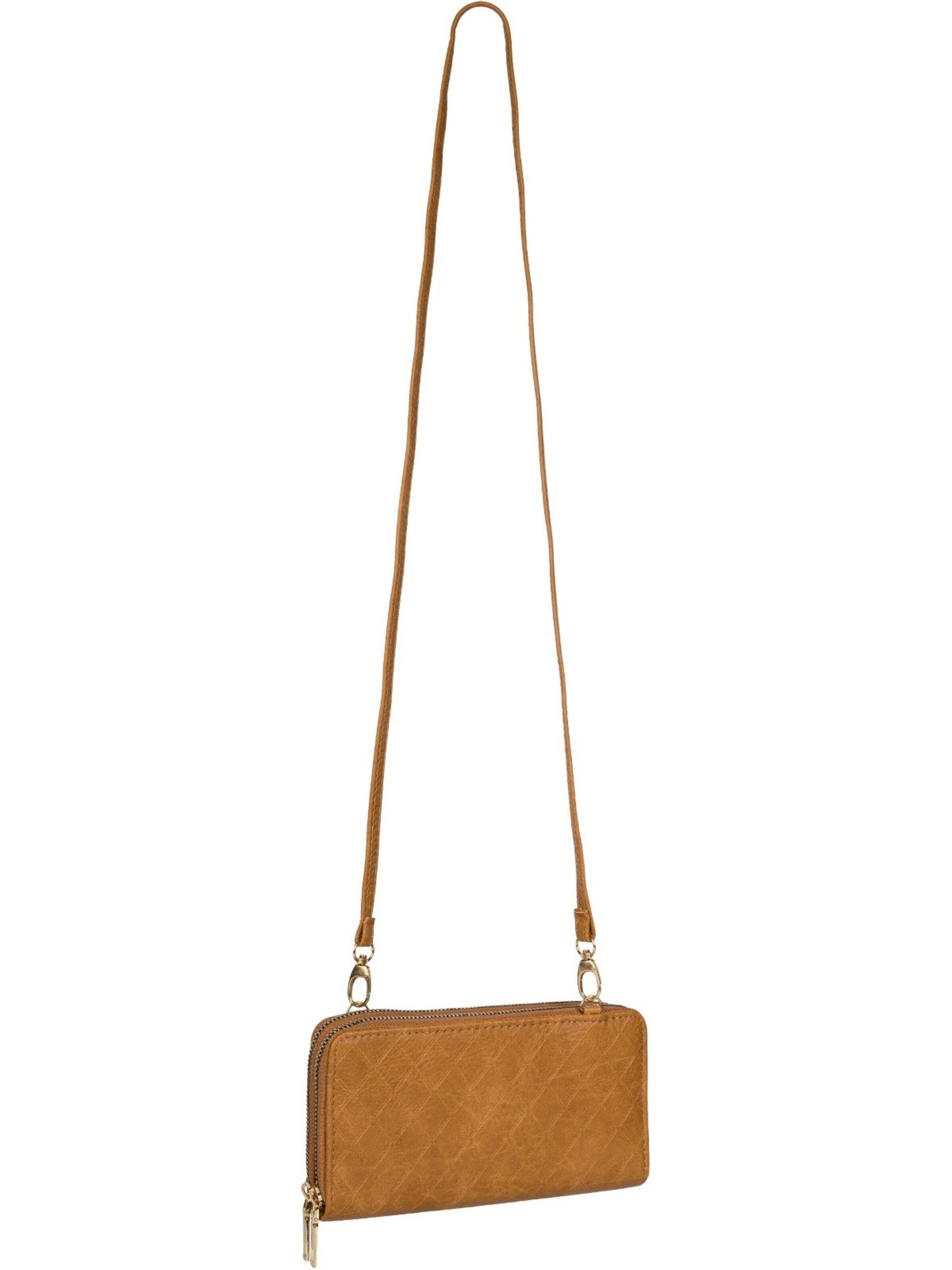 styleBREAKER Crossbody bag '2 in 1 Umhängetasche - Geldbörse Rauten' in Brown