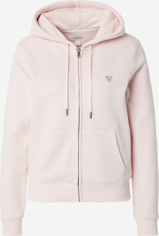 Veste de survêtement GUESS JEANS en rose : devant