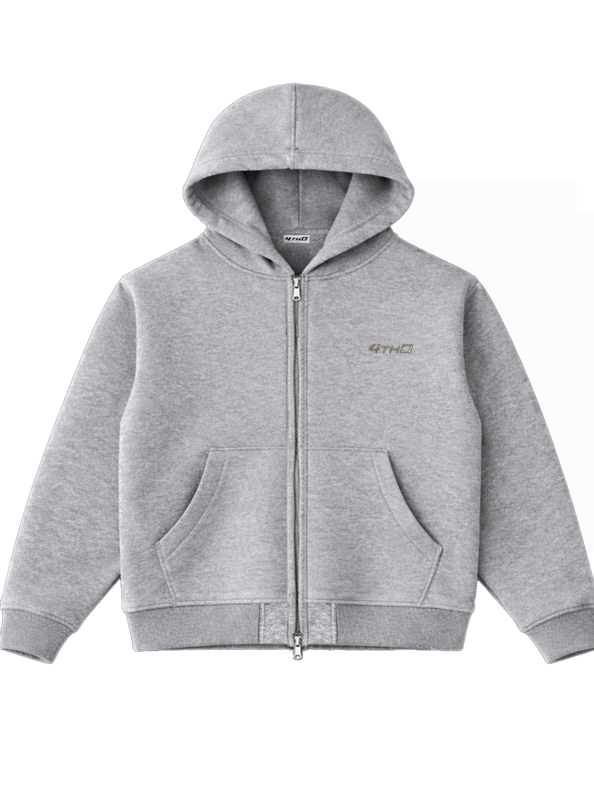 4thD - Sudadera con cremallera 'Zip Hoodie - Grey Melange' en gris: frente