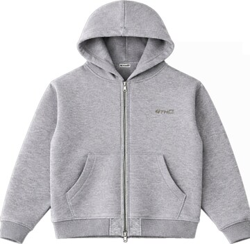 4thD Collegetakki 'Zip Hoodie - Grey Melange' värissä harmaa: etupuoli