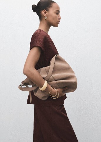 MANGO Wide leg Pleated Pants 'Flor' in Brown