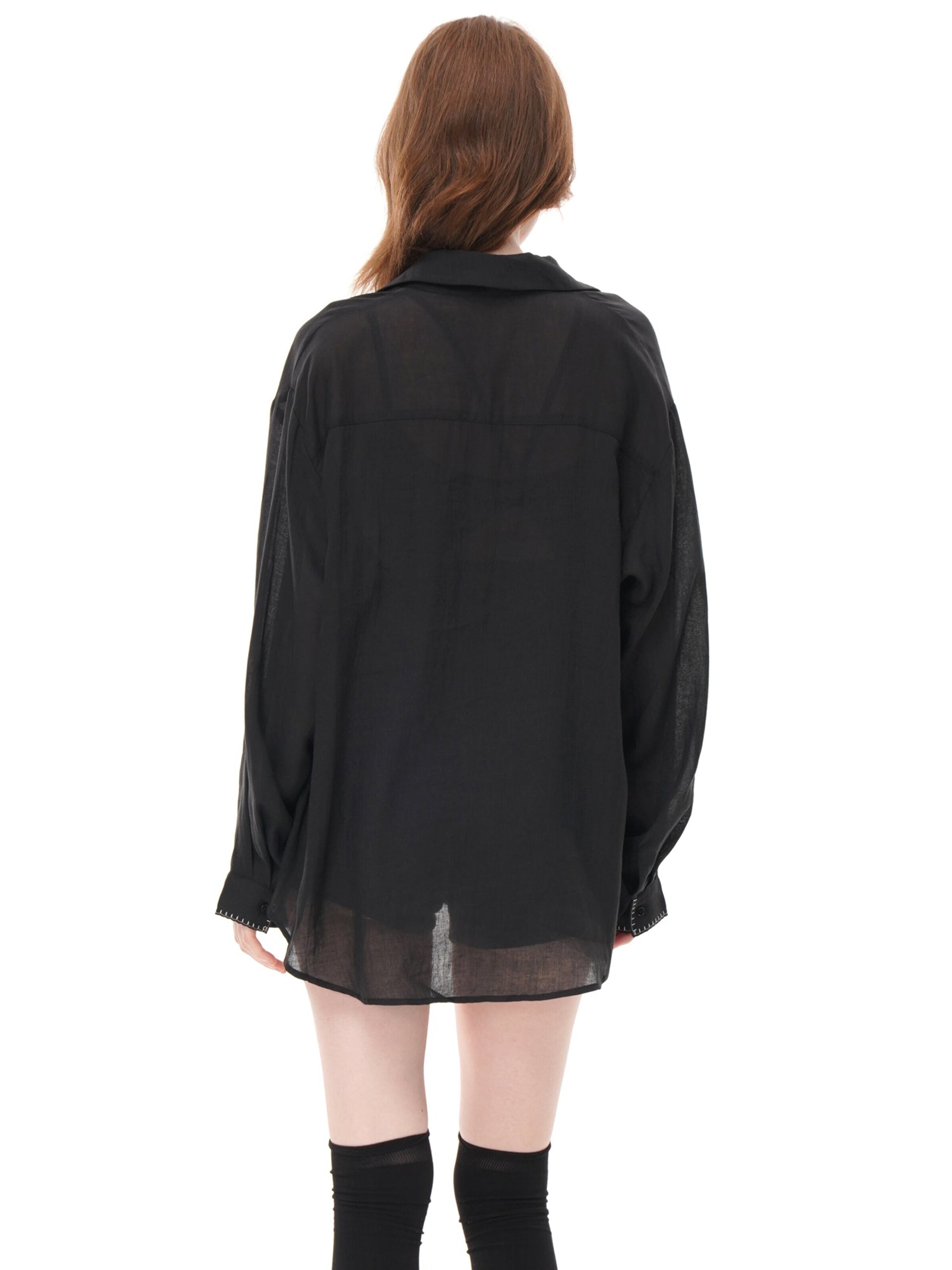 yoligex Kurtka przejściowa 'Breathable Ramie Lyocell Loose Shirt' w kolorze czarny