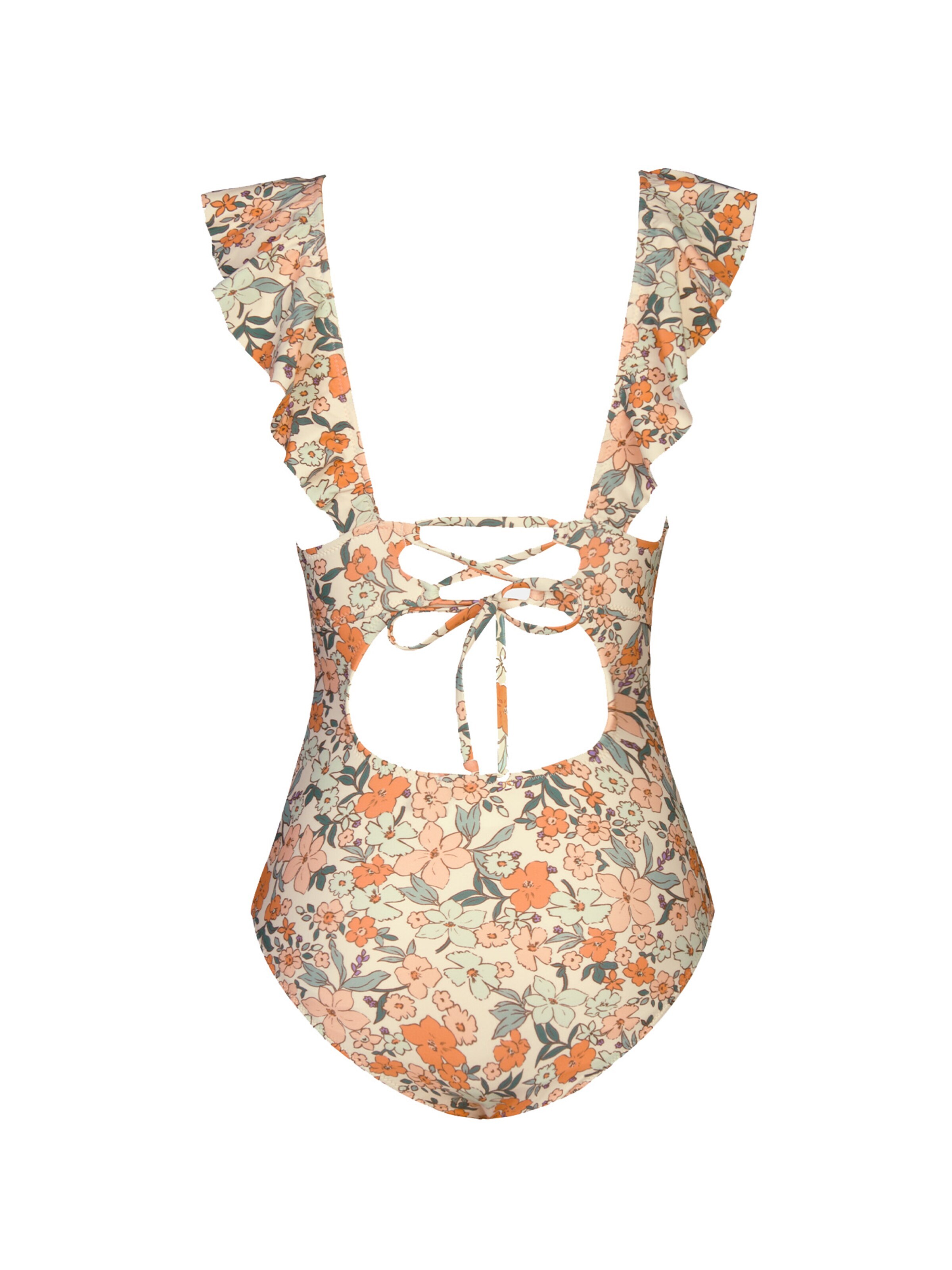 Cupshe Bralette Swimsuit 'Ruffled Trim' in Orange