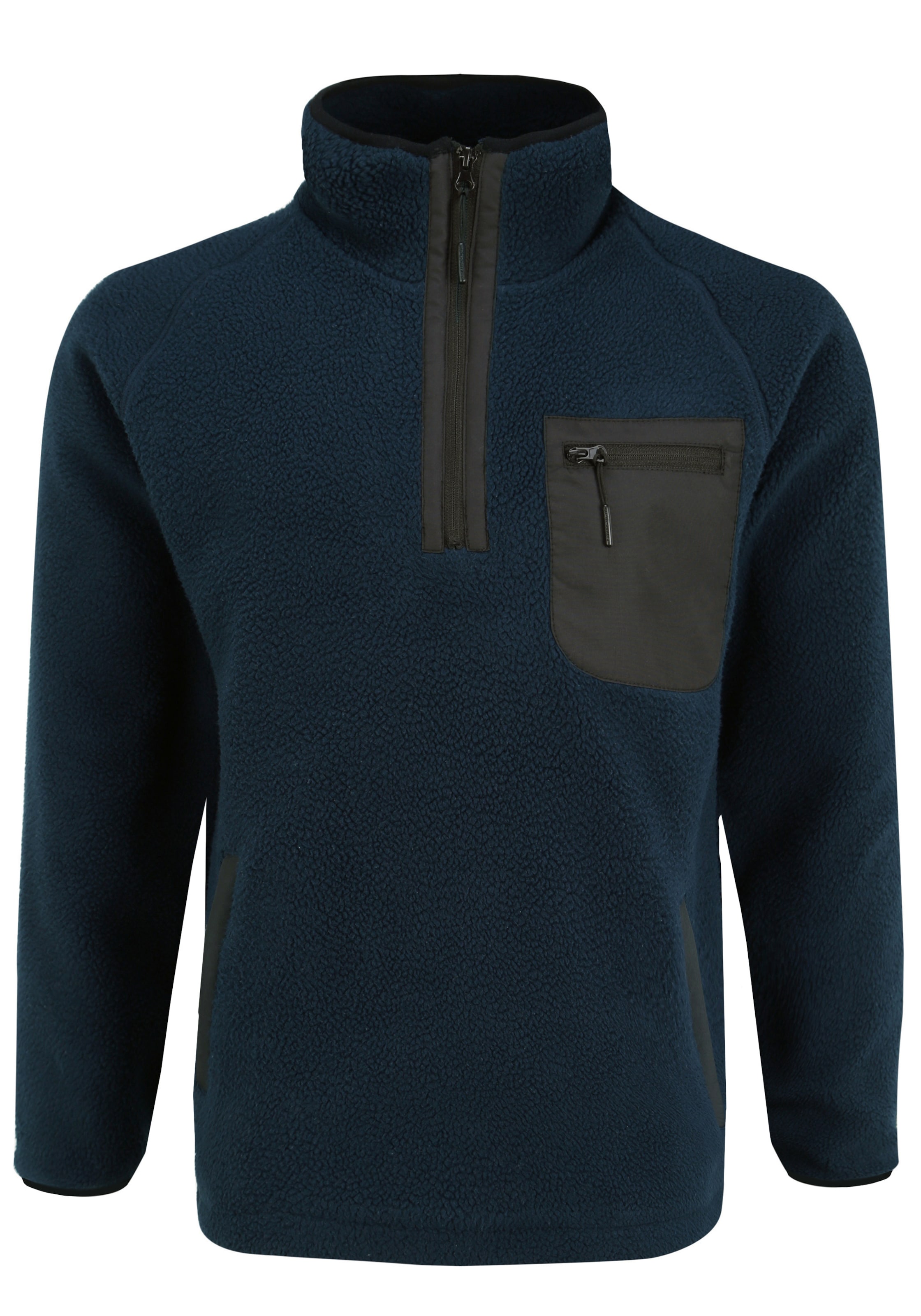 INDICODE JEANS Fleece jacket 'Trout' in Blue: front